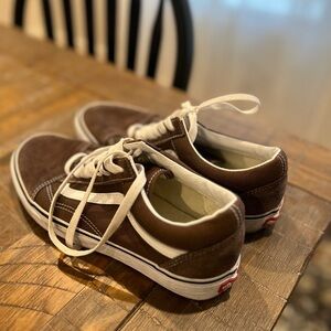 Chocolate Brown Old Skool Vans, women size 9.5